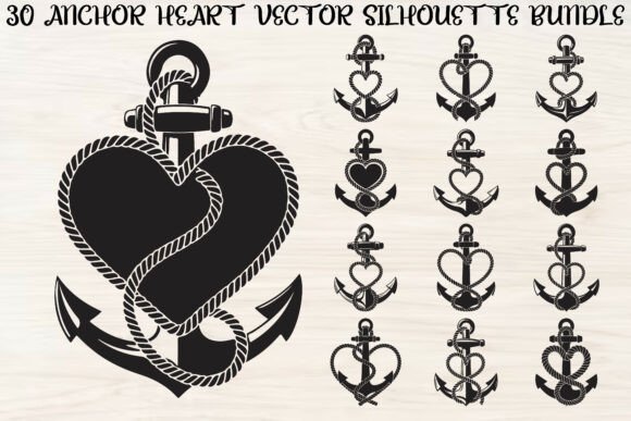 Anchor Heart Silhouette Graphics for Creative Sellers