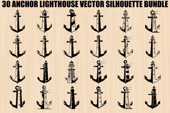 Anchor Lighthouse Silhouette Bundle: Nautical Graphics for Coastal Branding and Local Business Design