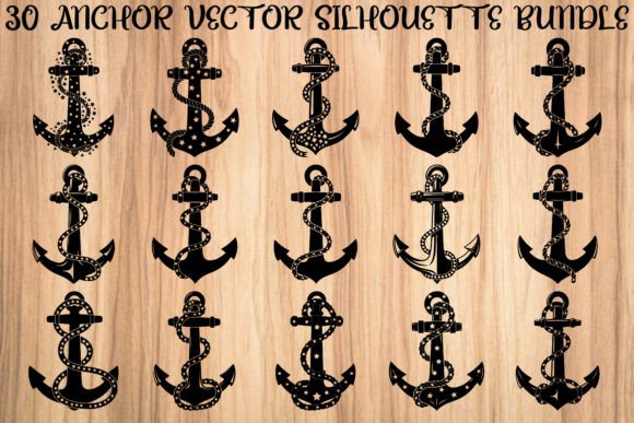 Anchor Silhouette Bundle: Nautical Graphics for Branding & Illustration Projects