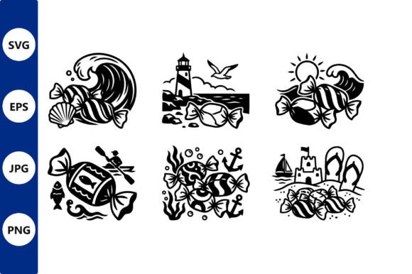 Beach Candy Icons Vector Line Art: Playful Graphics for Crafters & Illustration Lovers