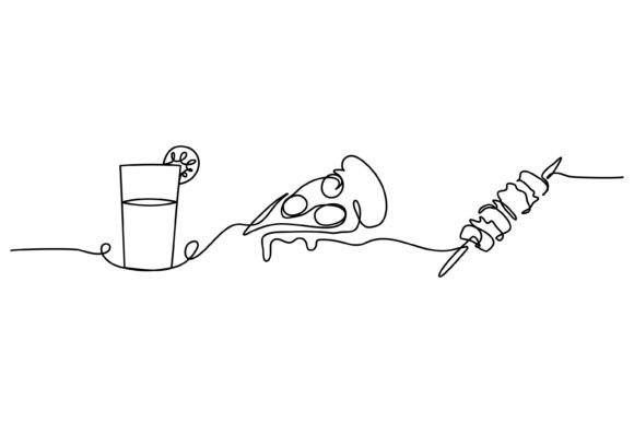 Continuous Line Design of Food: Clean Graphics for Modern Branding & Illustrations