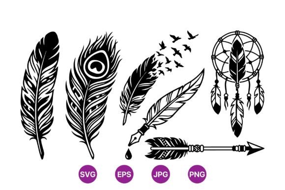 Elegant Feather SVG Collection: Sophisticated Graphics for Branding and Marketing