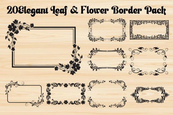 Elegant Leaf Flower Border Pack: Graphics & Illustrations for Handmade Elegance
