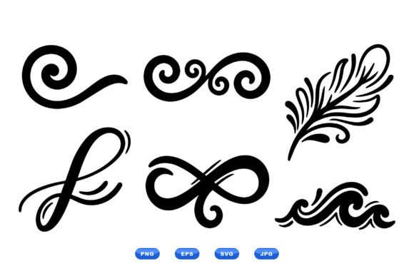 Elegant Vintage Graphics: Ornamental Swirl Flourish SVGs for Branding & Packaging