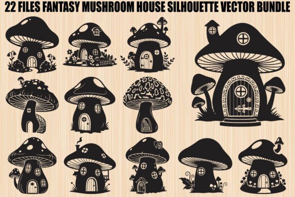 Fantasy Mushroom House SVG Bundle: Enchanting Graphics for Blog & Editorial Design
