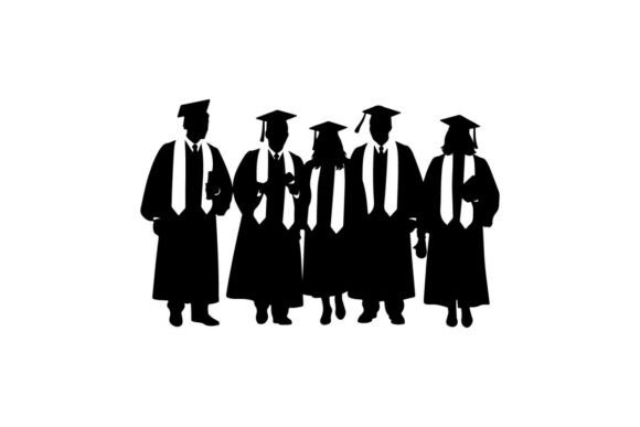 Graduation Group Portrait in Academic Go – A Silhouette Graphic for Sophisticated Craft Projects