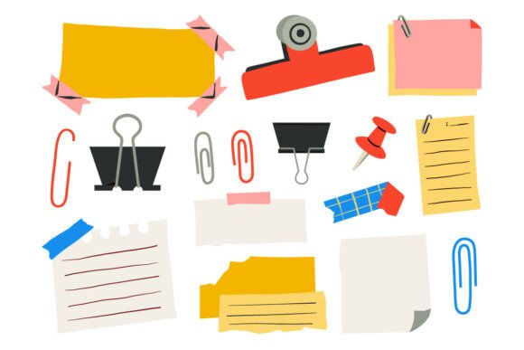 Hand Drawn Office Stationery Illustrations for Creative Branding Projects