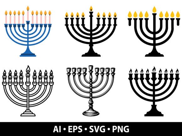 Hanukkah Menorah SVG Bundle – Elegant Graphics for Festive Illustrations