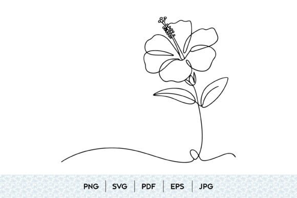Hibiscus Flower One Line Art for Graphics & Illustrations Sellers