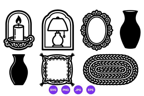 Home Decor Vector Line Art Set: Clean Graphics for Commercial Design Sellers