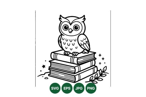 Owl Sitting on Book Clipart: A Thoughtful Graphic for Local Branding