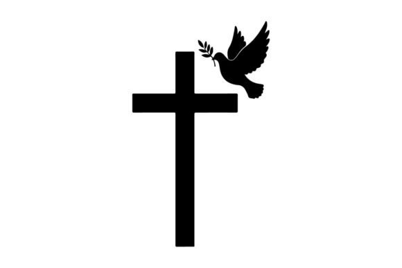 Peace Dove Flying from Black Cross Symbol: Modern Graphics for Editorial & Web Use