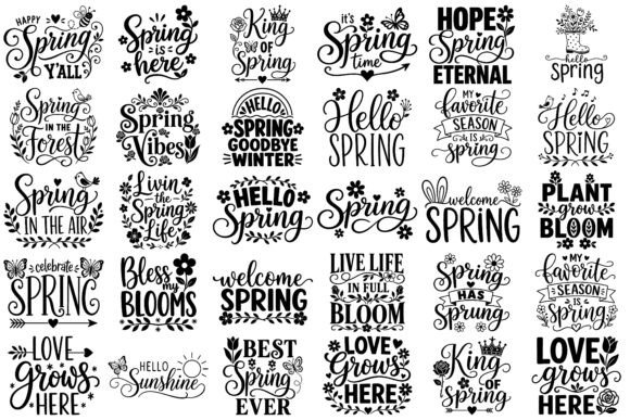 Spring Typography Quotes SVG Bundle: Fresh Graphics for Branding and Marketing