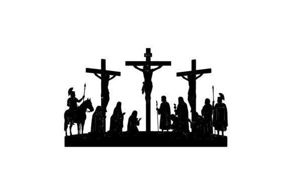 Three Crucifixions of Jesus Christ with ✨ Elegant Silhouette Clip Art – Clean, Modern Multi-Purpose