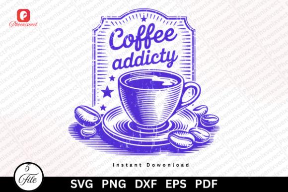Vintage Coffee Lover Coffee Addict SVG Graphics for Illustrations & Digital Products