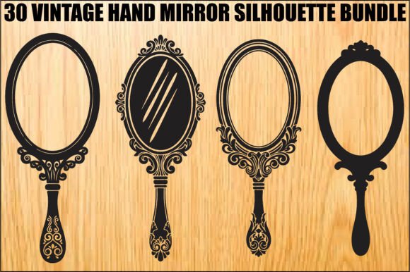 Vintage Hand Mirror Silhouette Bundle – Elegant Graphics for Crafters & Illustration Lovers