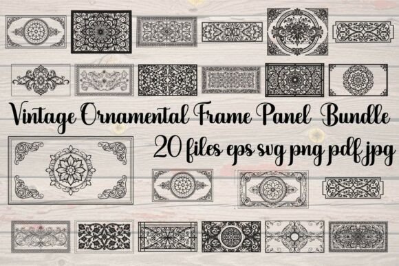 Vintage Ornamental Frame Panel Bundle: Elegant Graphics for Timeless Design Projects